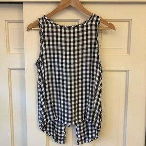 1.State Gingham Tie-Back Sleeveless Top